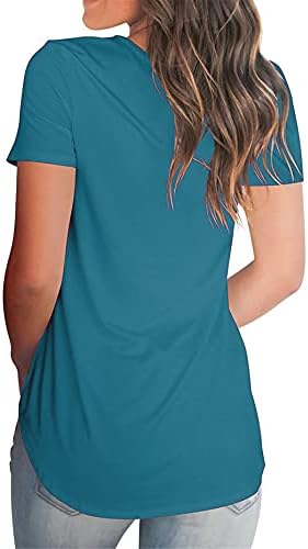 Adongnywell ženske ležerne majice u boji u boji kratki rukavi v vrat labavi ljetni ležerni tunični vrhovi bluza