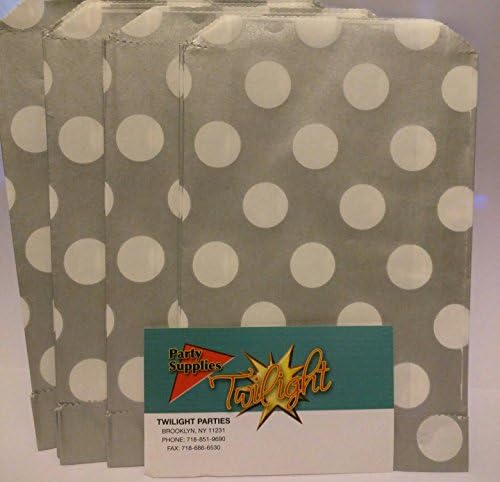 Polka Dot Metallic Silver Food poslastica i favoriziranje papirnatih vrećica 24pk 5x7 - Sumrak zabave