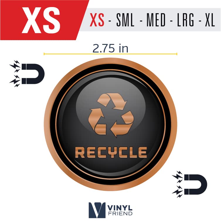 Simbol logotipa za recikliranje i smeće - Elegantni zlatni izgled kanti za smeće, posude i zidove - laminirani vinilni naljepnica
