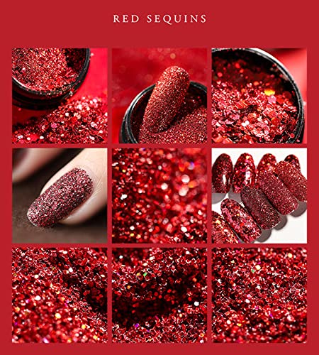Crveni art za nokte Slitter Sequins Red kristalni dijamantni iskrisni puder za nokte Valentinovo isporučuje novogodišnje