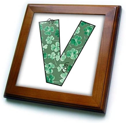 3. slatka zelena djetelina s četiri lista s kovrčavim monogramom u obliku okvira u obliku okvira u obliku okvira
