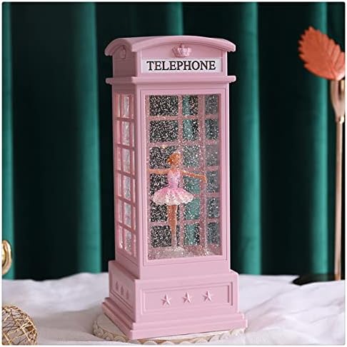 Yehei ružičasti snježni globus, baletna djevojka u telefonskoj kabini s 12 glazbe, sjajne snježne boje za žene djevojke,