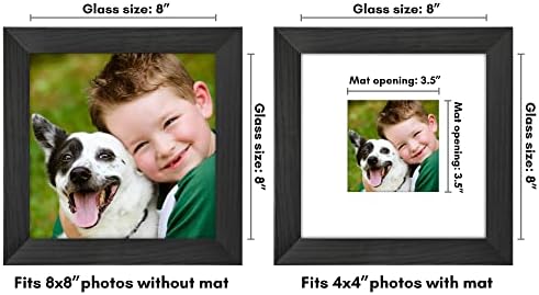 Americanflat 8x8 okvir za slike u crnoj boji - koristite kao okvir za slike 4x4 s prostirkom ili 8x8 okvirom bez prostirke