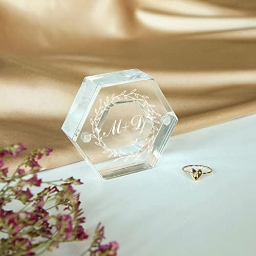 Vinisong vjenčani prsten kutija prilagođena akrilna kutija za prsten Clear šesterokutni prsten kutija za prsten nosač kutija