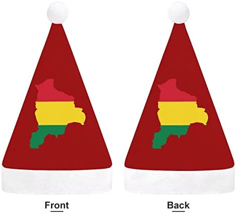 Karta Bolivije Zastava plišani Božićni šešir nestašni i slatki Šeširi Djeda Božićnjaka s plišanim obodom i udobnom podstavom