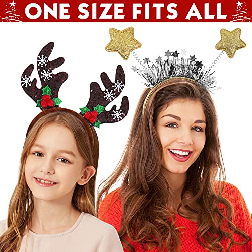 6pcs Elf božićna traka za glavu, trake za božićne zabave, božićni šešir, kravate za kosu, boperi za kosu Santa božićno drvce