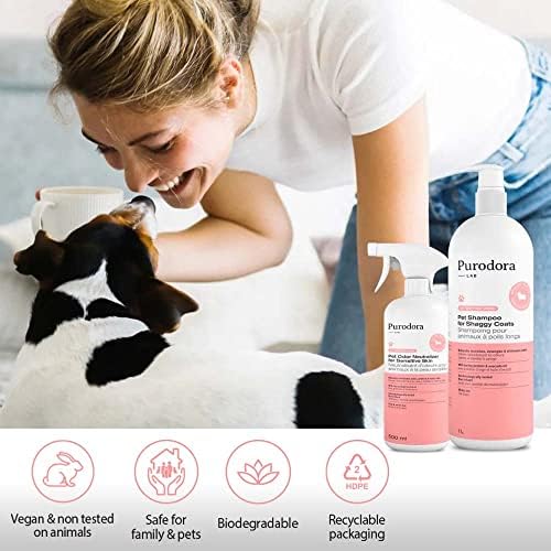 Dezodorirajući šampon za pse za čupavu dlaku / potpuno prirodan, organski šampon bez iritacije i neutralizator mirisa za