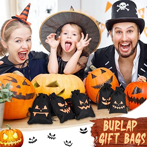 Šappy 48 komada 16 stilova Halloween Burlap Candy Torgs Bulk s vrećicama za crtanje 4 x 6 inča bundeve Dobre torbe Trik ili