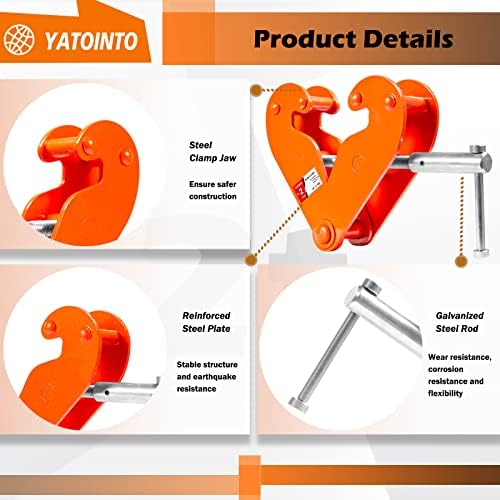 Toyo-intl vertikalna stezaljka snopa 4400 lbs/2 tona kapacitet 3-9 inča učvršćivake za otvaranje greda za postavljanje teške