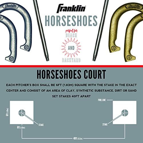Franklin Sports Horseshoes Sets - Metalne setove za igru ​​za konje za odrasle + djecu - Službene teške čelične potkove -