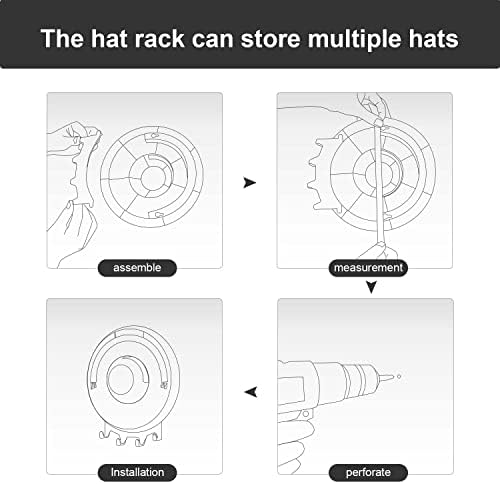 Nova zidna vješalica za šešire koja sadrži 20 kompaktnih bejzbolskih kapa, sustav organizacije bijelih šešira, držač organizatora