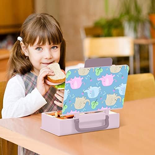 Mchiver Elephant Bento Box Box Odrasli kutija za ručak s ručicom prijenosne dječje kontejner za ručak sa žlicom vilica za