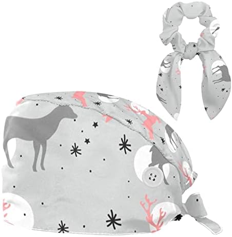 Božićni jeleni snježni podesivi buffant kapice šeširi radna kapu s lukom kose scrnchy