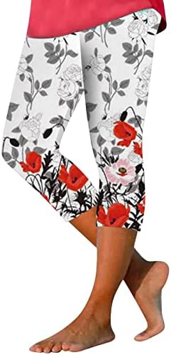 Capri gamaša za žene lagane atletski cvjetni cvjetni tiskani visoki struk joga hlače fitness fitness sport aktivne joga hlače