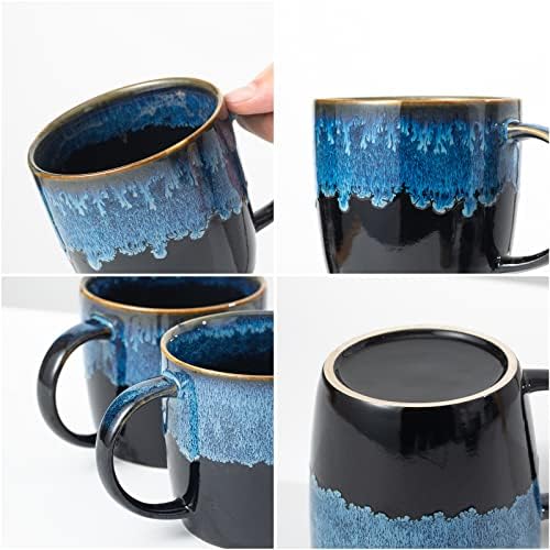 Livehouse keramička šalica za kavu, plava šalica za kavu za ured i dom, 13 oz, peć izmijenjena glazura porculanska kava,