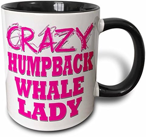 3Drose Crazy grbavni kitovi dama s dva tona šalica, 11 oz, crna