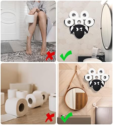 Ovčji metalni zidni toaletni papir Skladištenje, životinjski ukrasni metalni držači papira, crni držač toaletnog tkiva, slatka
