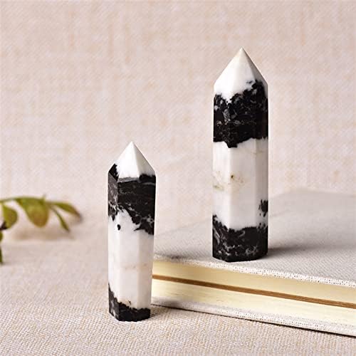 1pc Natural Stone Crystal Point Healing Obelisk Black White zebra Quartz štapić Prekrasan ukras za uređenje doma Izdisan