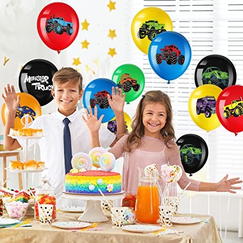 36 kom. baloni za kamione dekoracije za zabave 12-inčni šareni buket balona od lateksa s temom kamiona za bebe, djevojčice