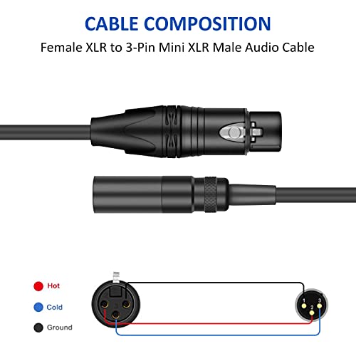 DREMAKE 3-pinski konektor za Mini XLR na 3-kontakt микрофонному kabel XLR Female, 1-noga kabel adapter XLR Female na Mini