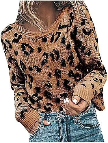 YMOSRH Ženski kardigans casual labavi pleteni oblik zvjezdanog tiska dugih rukava s džemperom za džempere