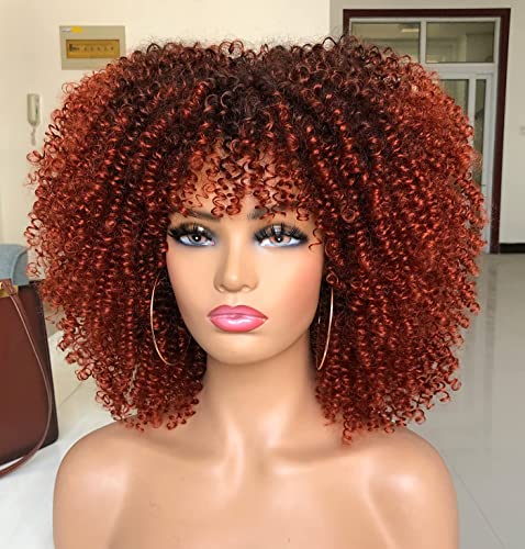 14-inčne kovrčave afro perike za crne žene kratke kovrčave perike s šiškama u Crnoj do bakrenoj boji afro kosa perike od