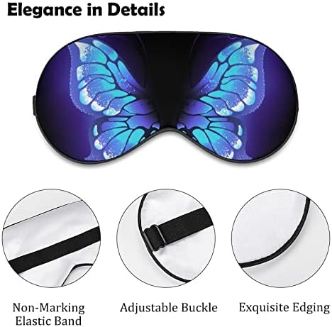Ljubičasta leptir krila na crnoj mekim maskama za oči efektivno sjenčanje udobnost za spavanje s elastičnim podesivim remenom