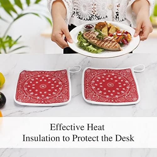 Red Bandana uzorka držača lonca 8x8 Toplinski otporni vrući jastučići za zaštitu radne površine radne površine za kuhanje