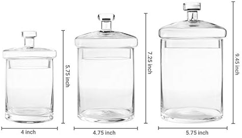 Dekorativne cilindrične farmaceutske staklenke od prozirnog stakla za pohranu s poklopcima, set od 3