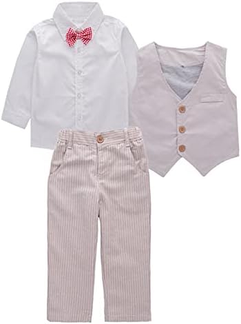 Stylesilove Baby Kid Boy Formalna košulja za nošenje, prsluk i hlače 3-pc odjeća
