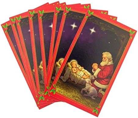 Božićno klečeći Obućući Djeda Mraza s bebom Isusovo svetu molitvenu karticu s slavom Bogu molitvu na leđima -2 3/8 W x 4
