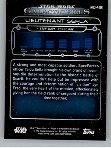 2018. Topps Star Wars Galactic Files Blue RO-48 Poručnik SEFLA Službena nesportska trgovačka kartica u NM ili bolji Conditon