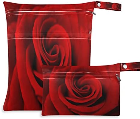 Zzxxb crvena ruža vodootporna mokra vrećica za višekratnu upotrebu pelena mokra suha torba s patentnim zatvaračem za putničke