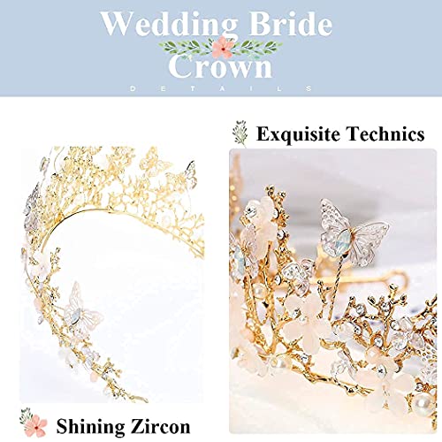 Kraljevska kruna Kilshai zlatne tijare i krune leptir tijara s rhinestones Vintage vjenčana kruna za kostimiranu izvedbu