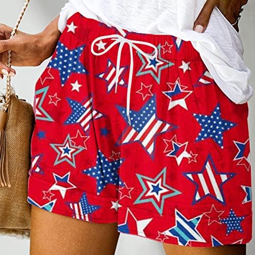 Oplxuo Dan neovisnosti kratke hlače za žene zvijezde Star Stripes američke zastave kratke hlače elastični struk 4. srpnja
