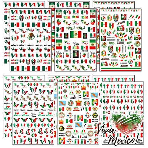 Tailaimei 12 listova Meksičke zastave Nezavisnost naljepnice za nokte, samoljepljiva volim Meksiko zbog manikure uradi sam
