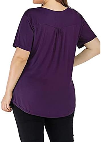 MEBAMOOK Ženske majice Velike tanke labave čvrste boje V-izrez kratka rukava MM majica Gornja ljetna vrhova usjeva