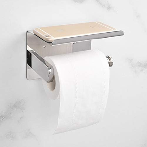Držač za toaletni valjak jydqm, držač za kotrljanje toaletnog papira s policama, zid montiran bez bušenja, polirani nehrđajući