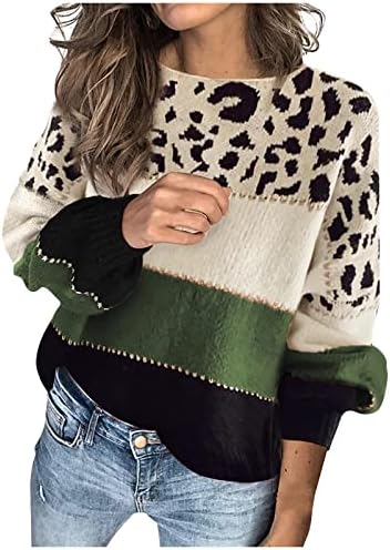 Ženski džemperi za pulover šivanje džempera za tisak set glava okrugli vrat Topli džemper s dugim rukavima Slatki džemperi