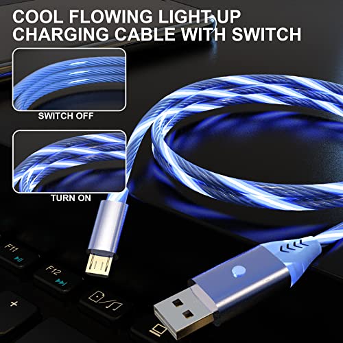 Osvijetlite kabel za android punjač, ​​mikro USB kabel s prekidačem za više kontrole, LED kabel za brzo punjenje kompatibilan