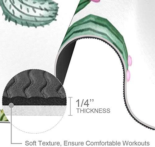 Debela Protuklizna prostirka za vježbanje i fitness 1/4 s printom kaktusa za jogu, pilates i podnu kondiciju