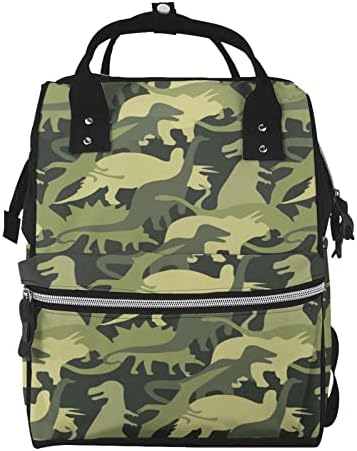 Pelena za promjenu ruksaka za mamu kamuflažno-zeleno-army-dinosaur putničke torbe za pelene vrećice straga