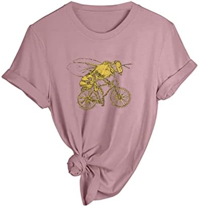 Svemirska Kratka Ženska proljetno-ljetna majica s printom pčela kratkih rukava s okruglim vratom slojeviti gornji dio dugih