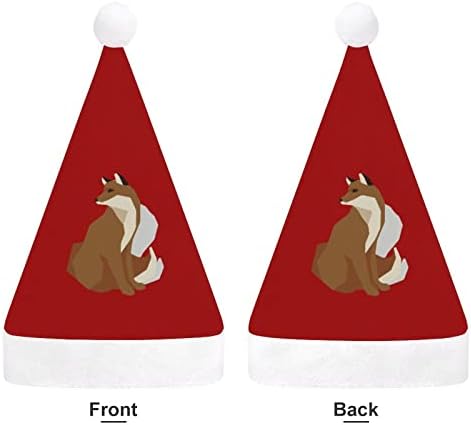 Plišani Božićni šešir s lisicama nestašni i slatki Šeširi Djeda Božićnjaka s plišanim obodom i udobnom podstavom Božićni