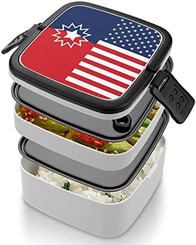 Junaestina američka zastava kutija za ručak prijenosni dvoslojni bento kutija Velikog kapaciteta Kontejner za hranu za ručak