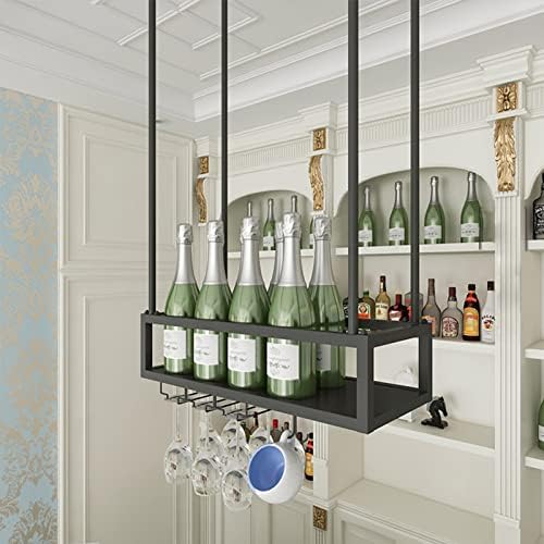 Viseći stalak za vino stropni držač boca vina, metalna staklena polica za stabljike naopačke vinske šalice držač za odlaganje