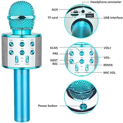 Yisska Karaoke Mikrofon za djecu, bežični Bluetooth karaoke mikrofon, stroj mikrofon s mp3-om 3-12 godina stari dječaci rođendanski