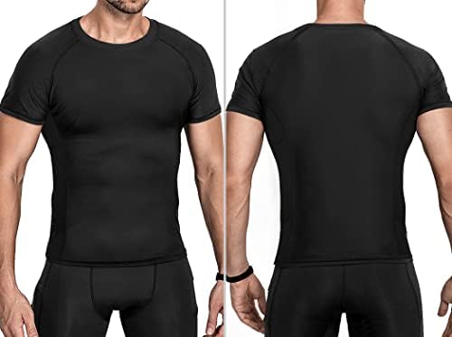 Boomcool muškarci Košulje kompresije kratkih rukava, majice sportskih baselara, atletska košulja za vježbanje 3 pakiranja