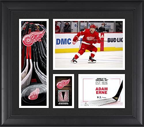 Adam Erne Detroit Red Wings uokviren je 15 x 17 kolaž igrača s komadom pucanja koji se koristi u igri - NHL igra koristila