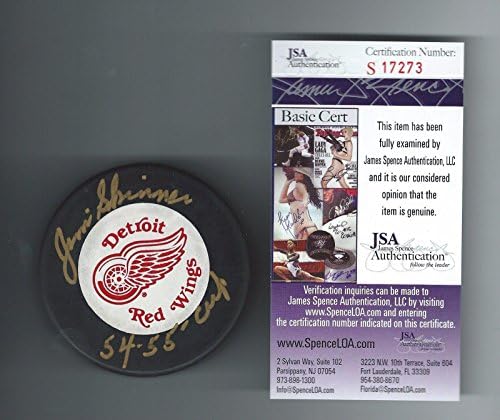 Jim Skinner potpisao je trenč pak Detroit crvena krila, potvrđen od strane NHL - ovih pakova s autogramima